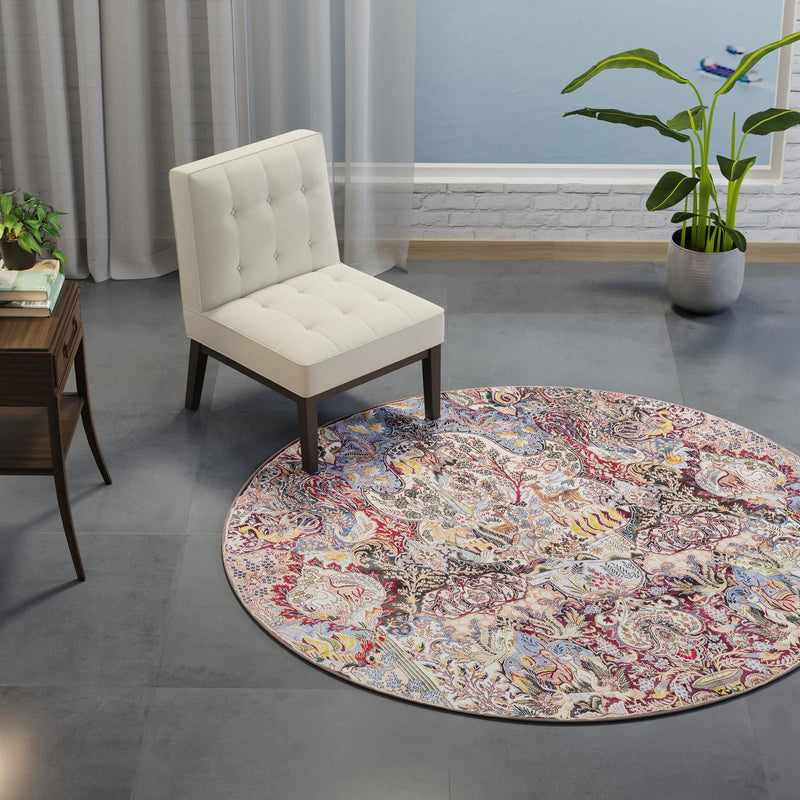 Heritage Elegance Collection Area Rug - Louvre Round Multi lifestyle 88