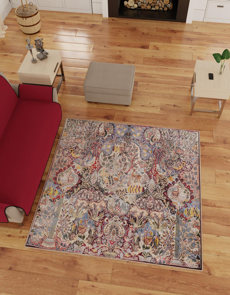 Heritage Elegance Collection Area Rug - Louvre Square Multi lifestyle 25