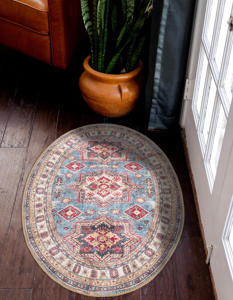 Heritage Elegance Collection Area Rug - Neuschwanstein Oval Light Blue lifestyle 83