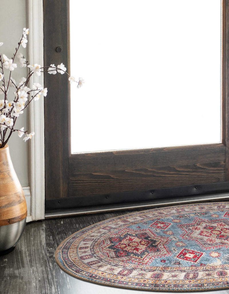 Heritage Elegance Collection Area Rug - Neuschwanstein Oval Light Blue lifestyle 115