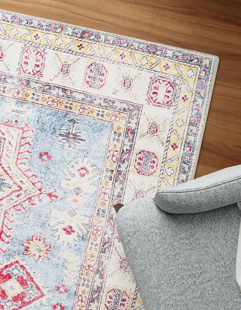 Heritage Elegance Collection Area Rug - Neuschwanstein Rectangle Light Blue lifestyle 16
