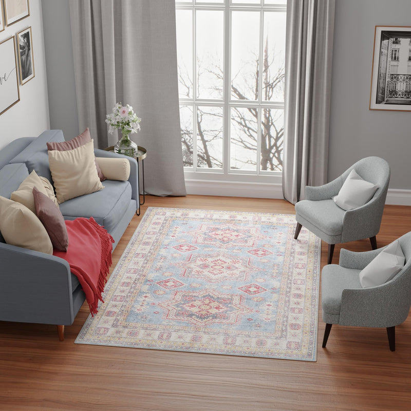 Heritage Elegance Collection Area Rug - Neuschwanstein Rectangle Light Blue lifestyle 62