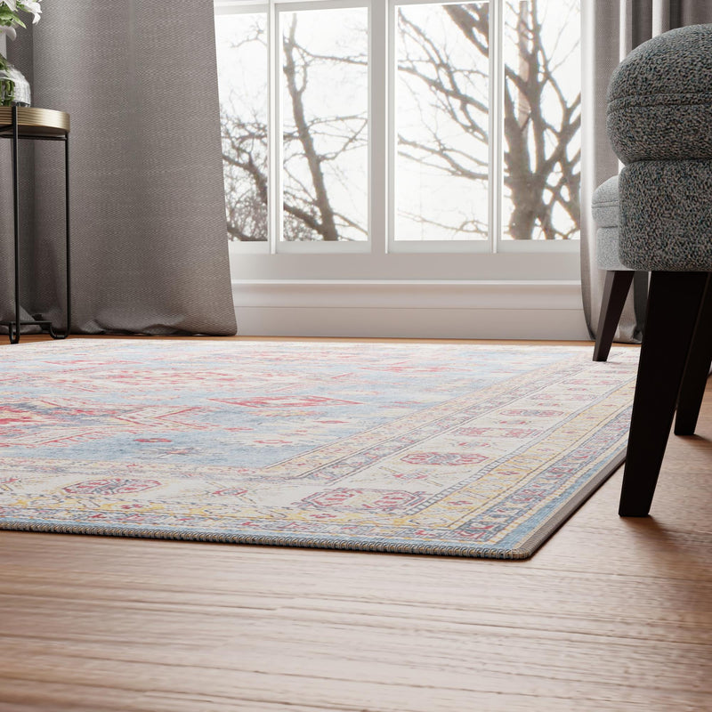 Heritage Elegance Collection Area Rug - Neuschwanstein Rectangle Light Blue lifestyle 65