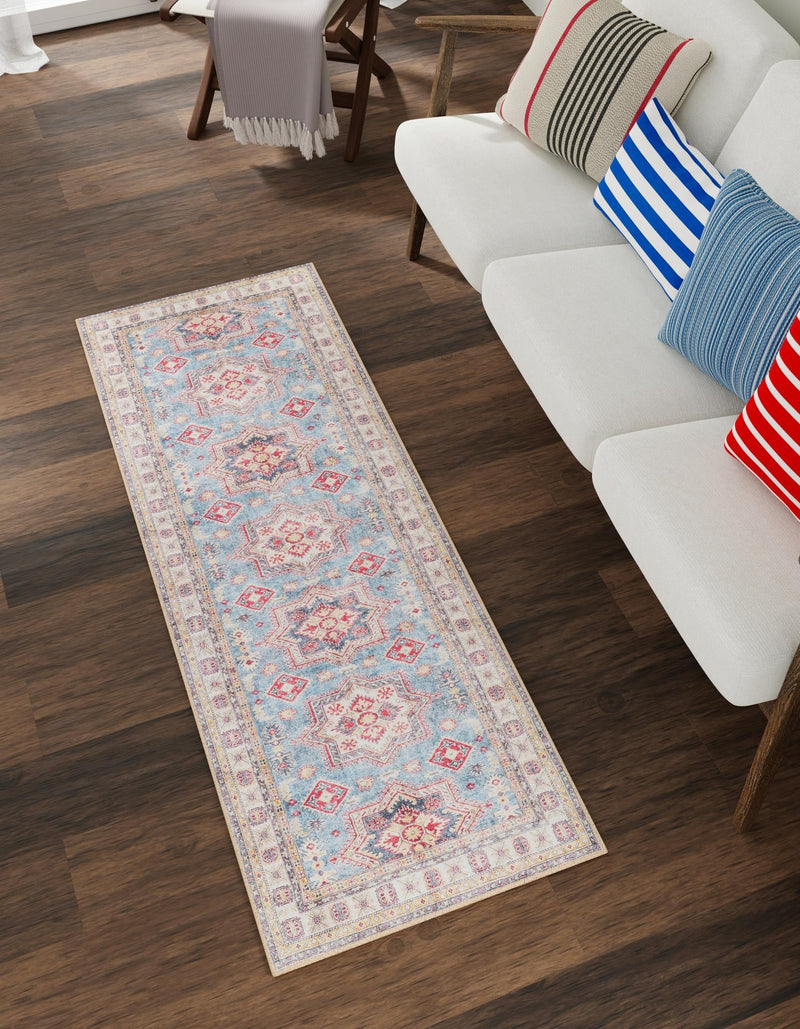 Heritage Elegance Collection Area Rug - Neuschwanstein Runner Light Blue lifestyle 82
