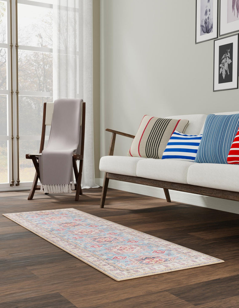 Heritage Elegance Collection Area Rug - Neuschwanstein Runner Light Blue lifestyle 98