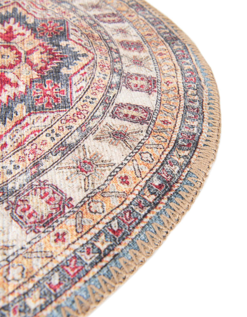 Heritage Elegance Collection Area Rug - Neuschwanstein Round Light Blue lifestyle 111