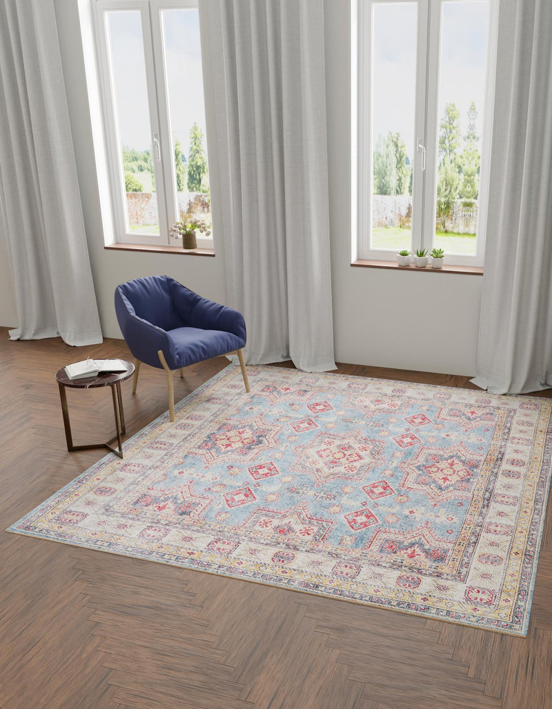 Heritage Elegance Collection Area Rug - Neuschwanstein Square Light Blue lifestyle 85