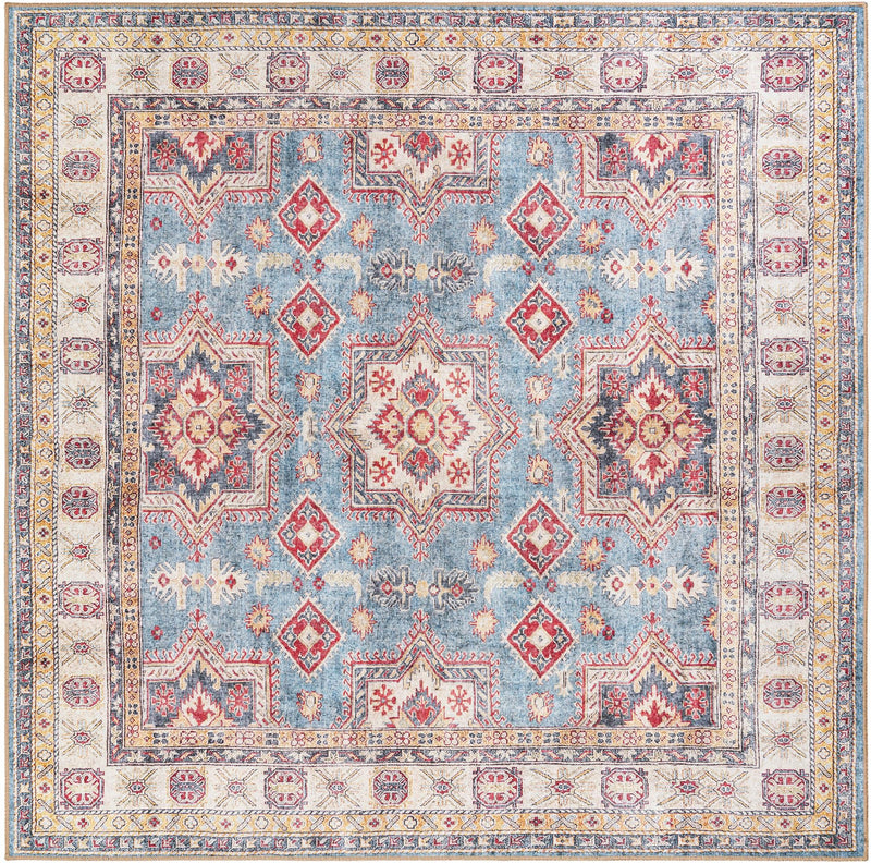 Heritage Elegance Collection Area Rug - Neuschwanstein Square Light Blue lifestyle 75