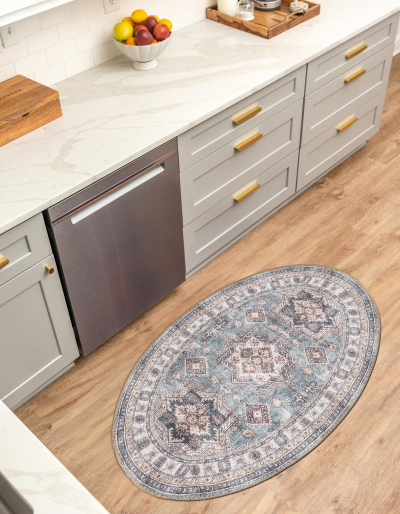 Heritage Elegance Collection Area Rug - Neuschwanstein Oval Soft Green lifestyle 118