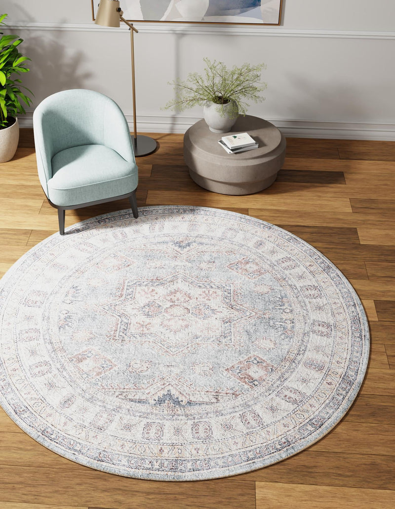 Heritage Elegance Collection Area Rug - Neuschwanstein Round Soft Green lifestyle 85