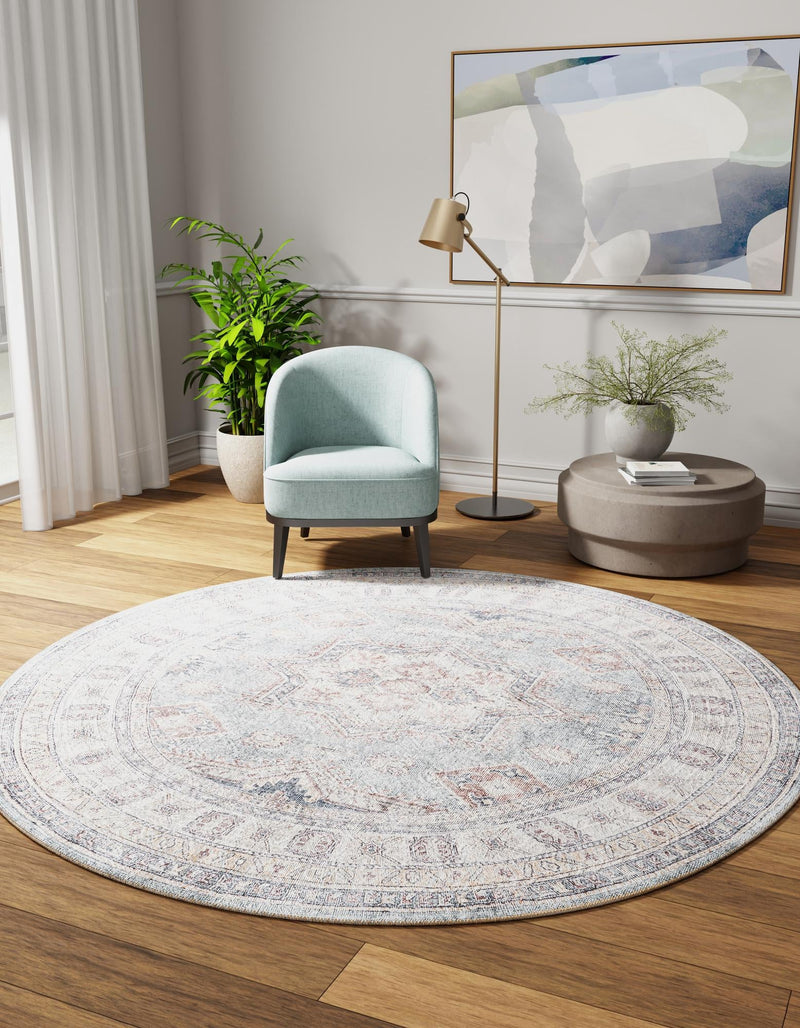 Heritage Elegance Collection Area Rug - Neuschwanstein Round Soft Green lifestyle 101