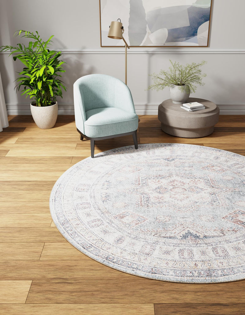 Heritage Elegance Collection Area Rug - Neuschwanstein Round Soft Green lifestyle 117