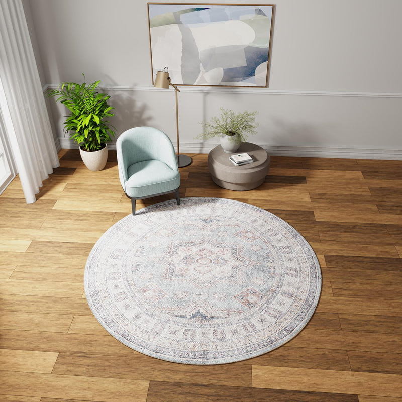 Heritage Elegance Collection Area Rug - Neuschwanstein Round Soft Green lifestyle 164