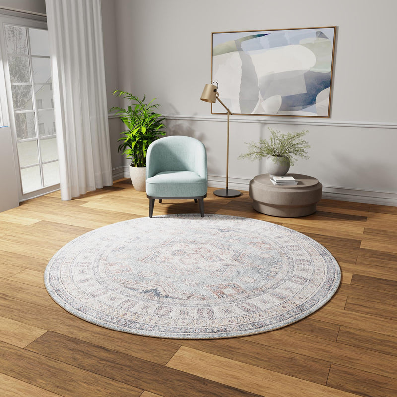 Heritage Elegance Collection Area Rug - Neuschwanstein Round Soft Green lifestyle 173