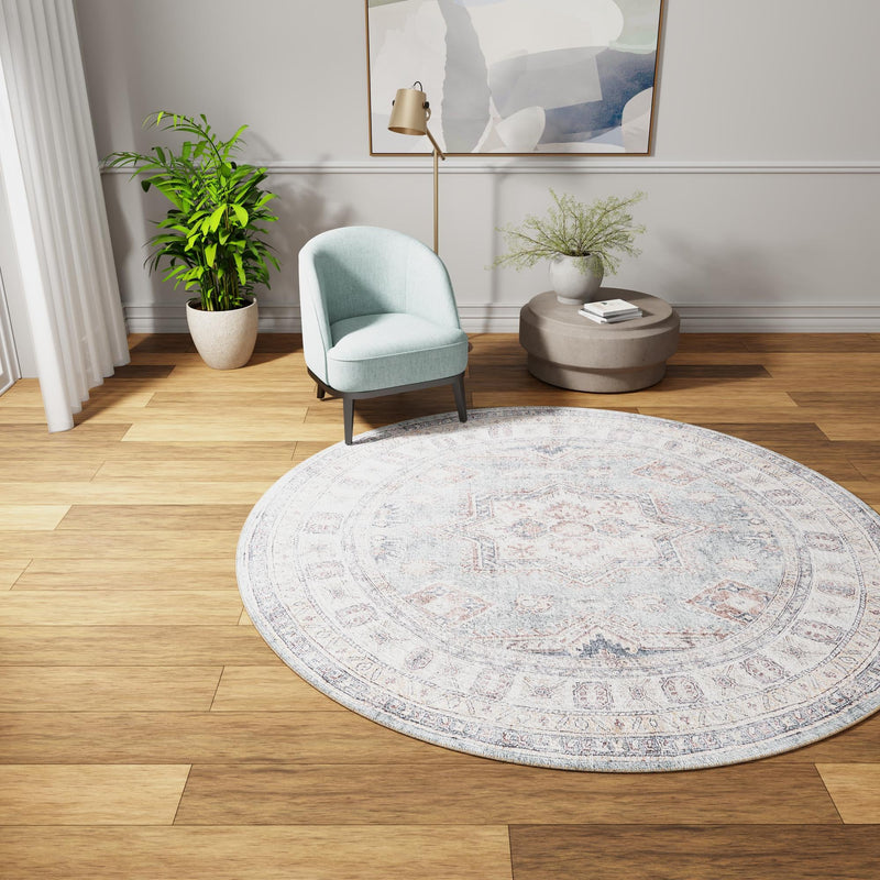 Heritage Elegance Collection Area Rug - Neuschwanstein Round Soft Green lifestyle 182