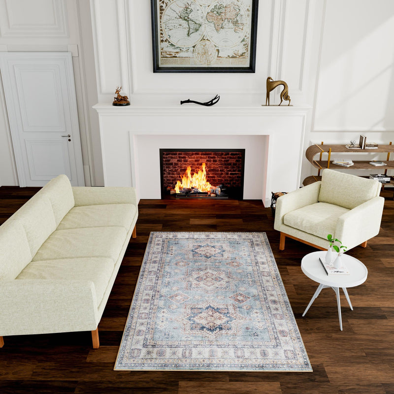 Heritage Elegance Collection Area Rug - Neuschwanstein Rectangle Soft Green lifestyle 66