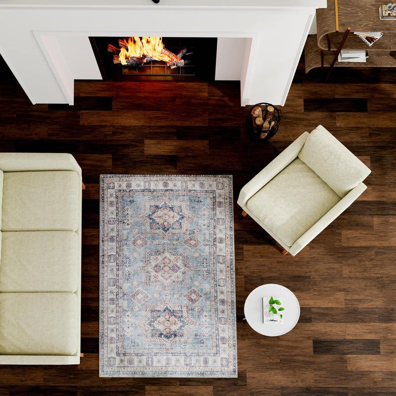 Heritage Elegance Collection Area Rug - Neuschwanstein Rectangle Soft Green lifestyle 69