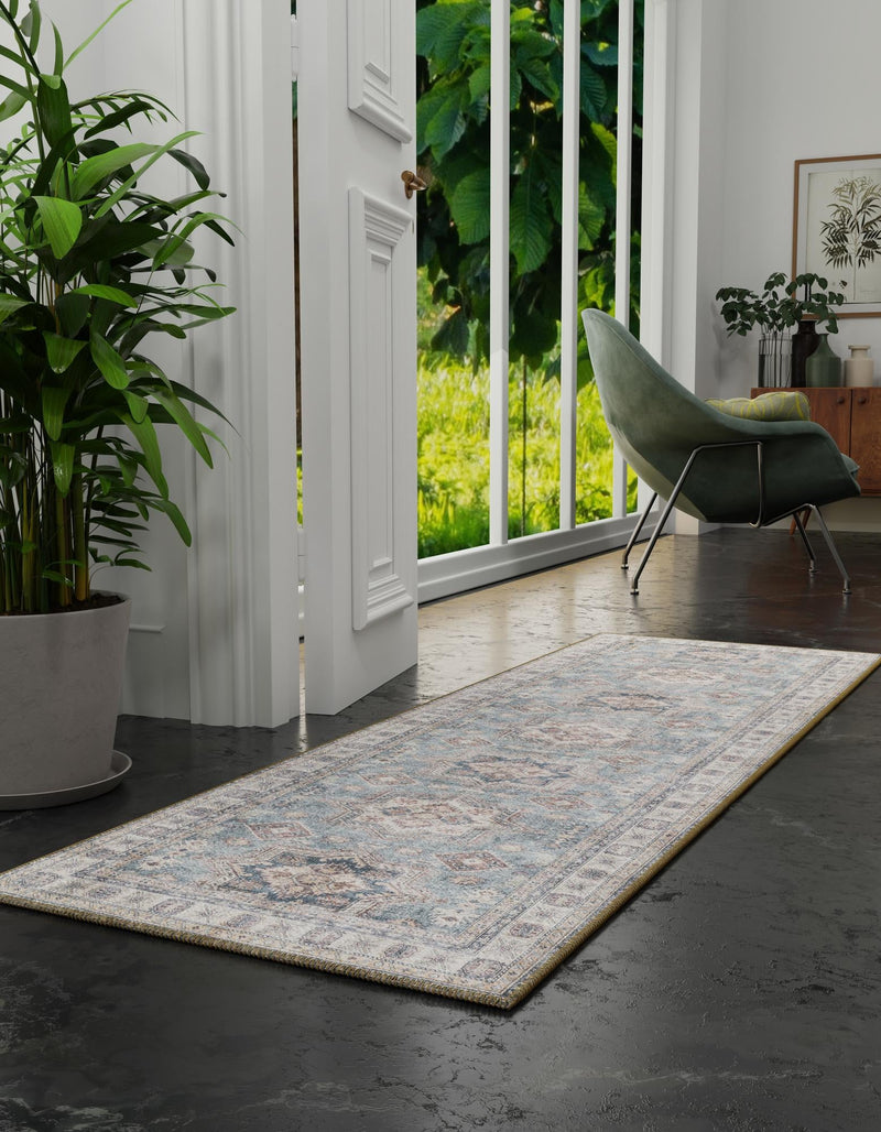 Heritage Elegance Collection Area Rug - Neuschwanstein Runner Soft Green lifestyle 100