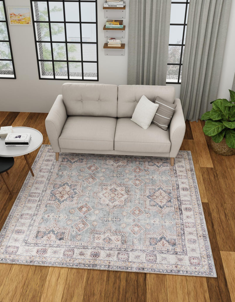 Heritage Elegance Collection Area Rug - Neuschwanstein Square Soft Green lifestyle 87
