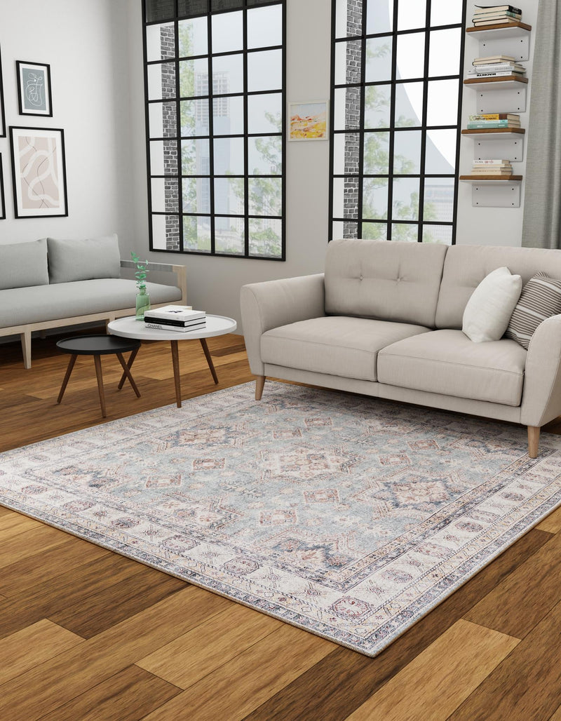 Heritage Elegance Collection Area Rug - Neuschwanstein Square Soft Green lifestyle 103