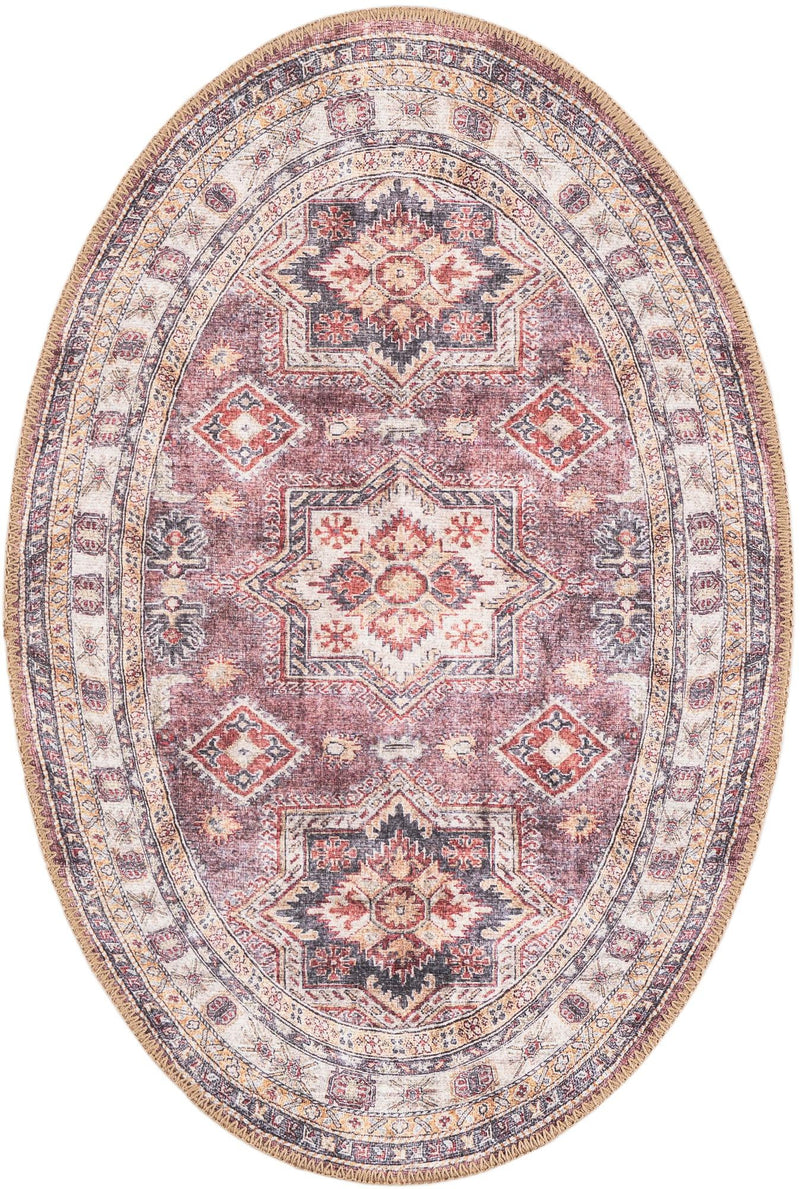 Heritage Elegance Collection Area Rug - Neuschwanstein Oval Antique Rose Pink lifestyle 77