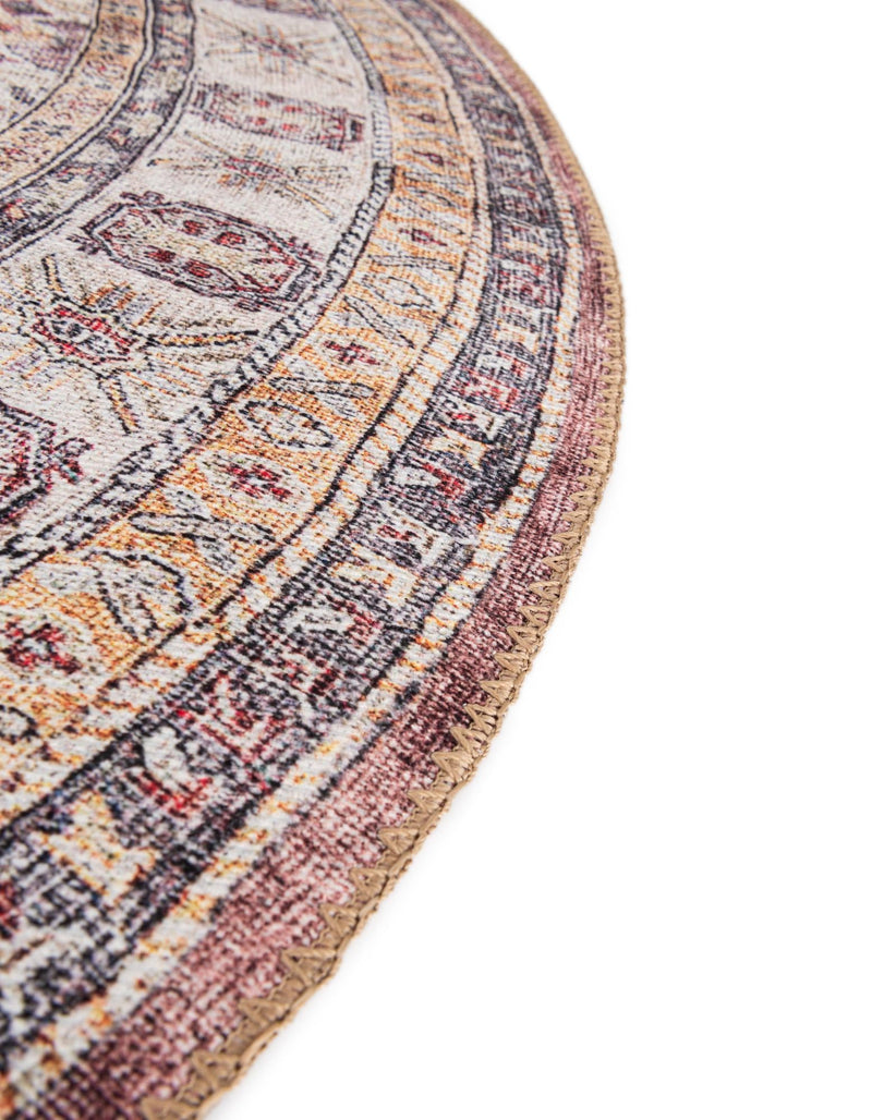 Heritage Elegance Collection Area Rug - Neuschwanstein Round Antique Rose Pink lifestyle 156
