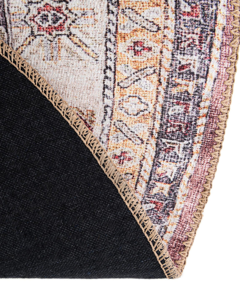 Heritage Elegance Collection Area Rug - Neuschwanstein Round Antique Rose Pink lifestyle 160