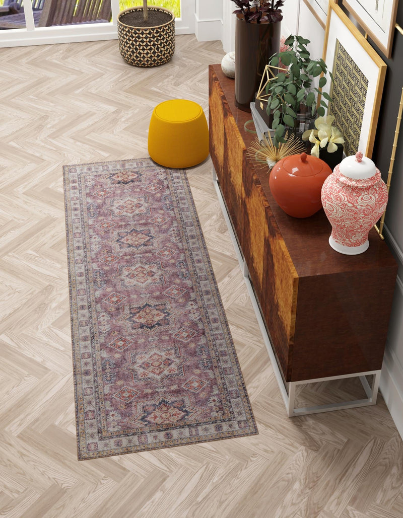 Heritage Elegance Collection Area Rug - Neuschwanstein Runner Antique Rose Pink lifestyle 76