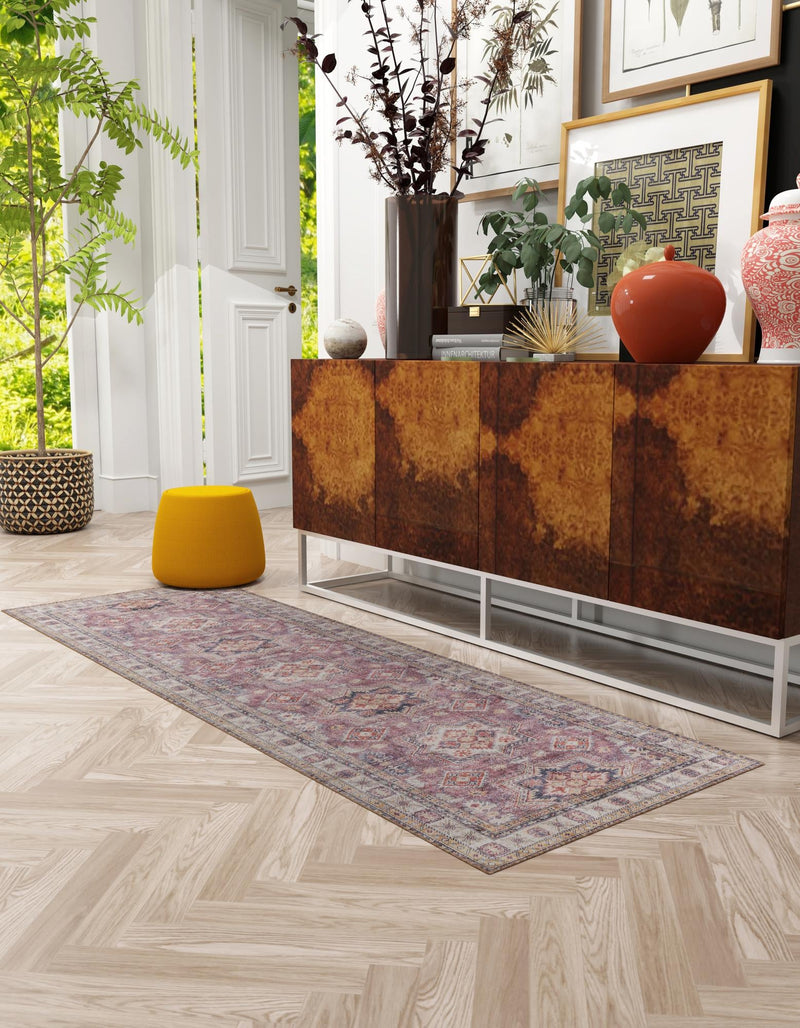 Heritage Elegance Collection Area Rug - Neuschwanstein Runner Antique Rose Pink lifestyle 81