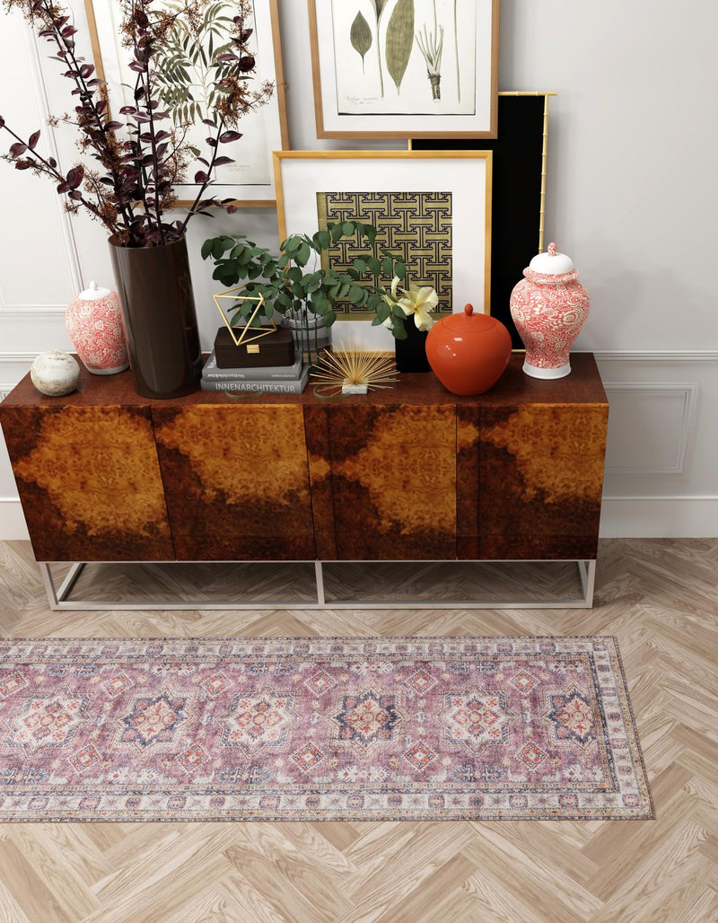 Heritage Elegance Collection Area Rug - Neuschwanstein Runner Antique Rose Pink lifestyle 86