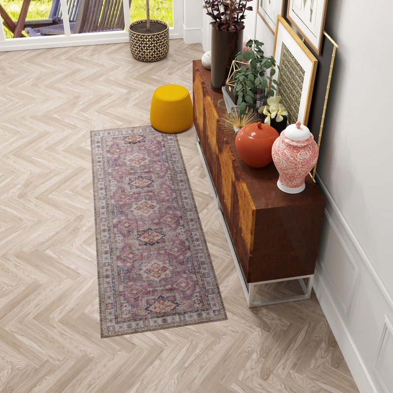 Heritage Elegance Collection Area Rug - Neuschwanstein Runner Antique Rose Pink lifestyle 148
