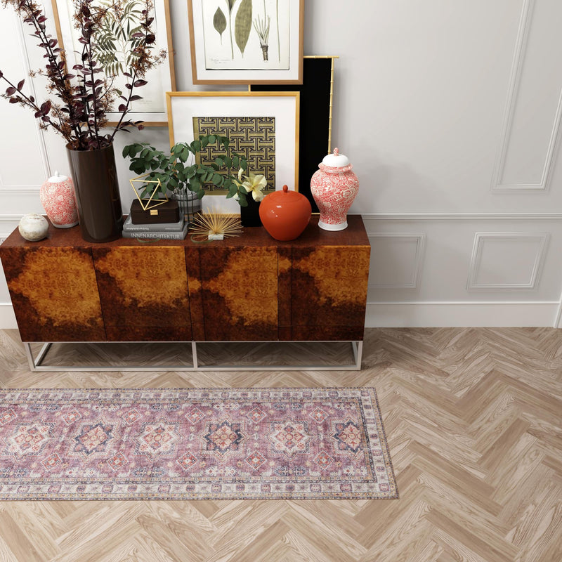 Heritage Elegance Collection Area Rug - Neuschwanstein Runner Antique Rose Pink lifestyle 152