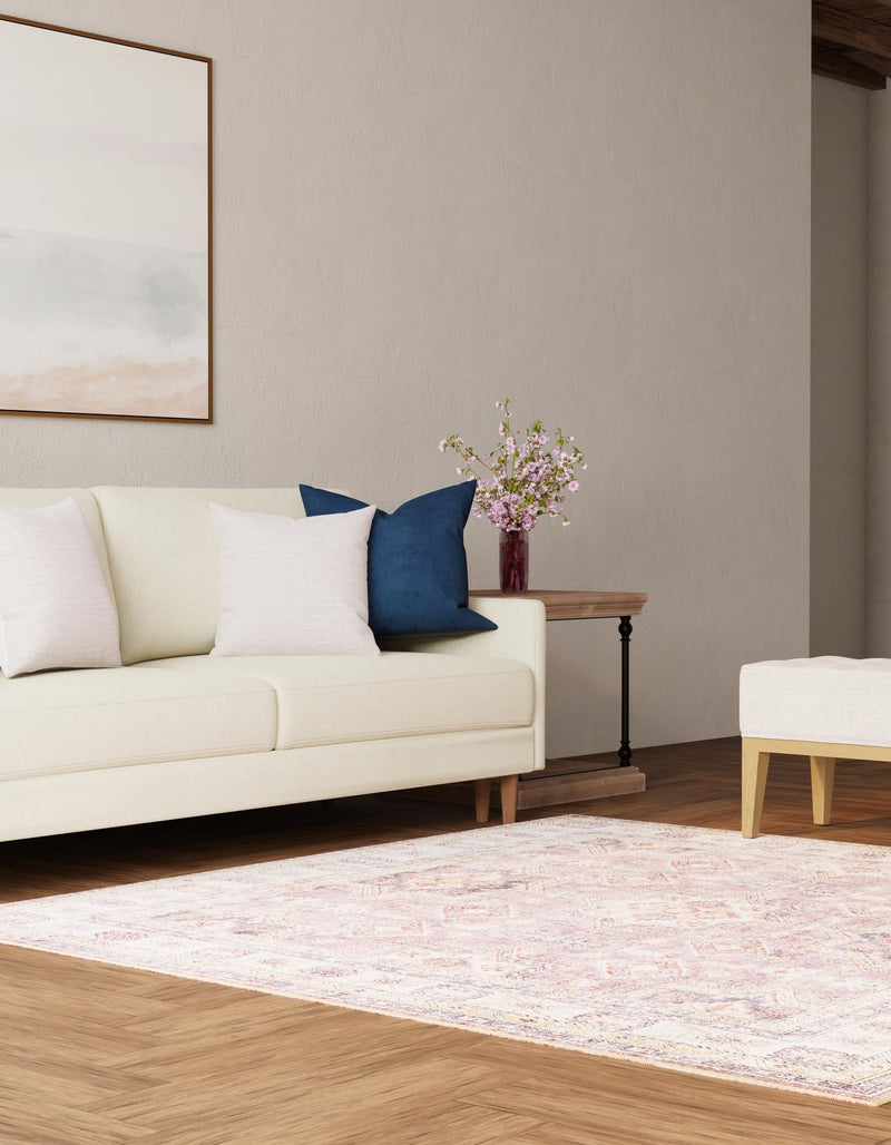Heritage Elegance Collection Area Rug - Neuschwanstein Square Antique Rose Pink lifestyle 122