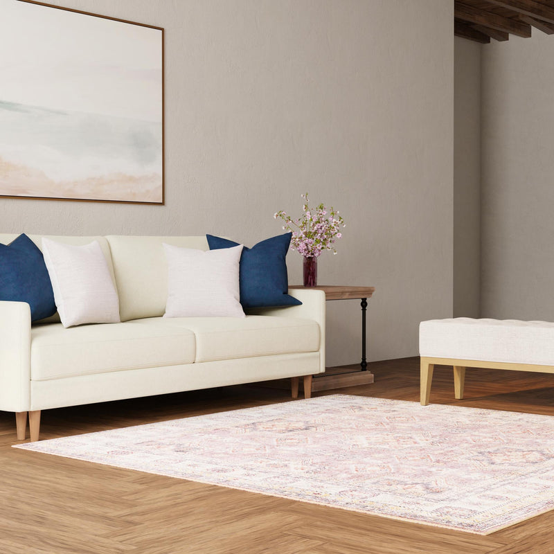 Heritage Elegance Collection Area Rug - Neuschwanstein Square Antique Rose Pink lifestyle 185