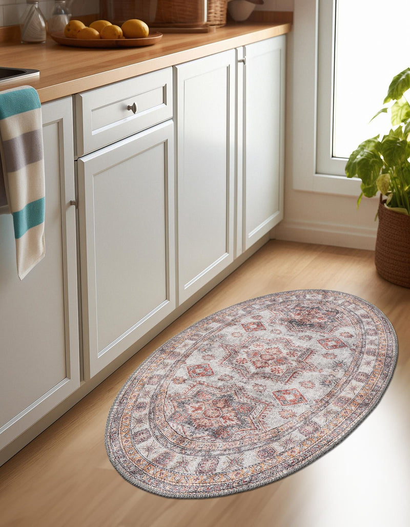Heritage Elegance Collection Area Rug - Neuschwanstein Oval Ivory lifestyle 93