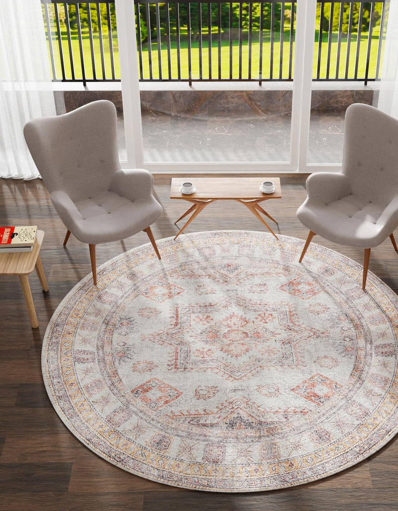 Heritage Elegance Collection Area Rug - Neuschwanstein Round Ivory lifestyle 91