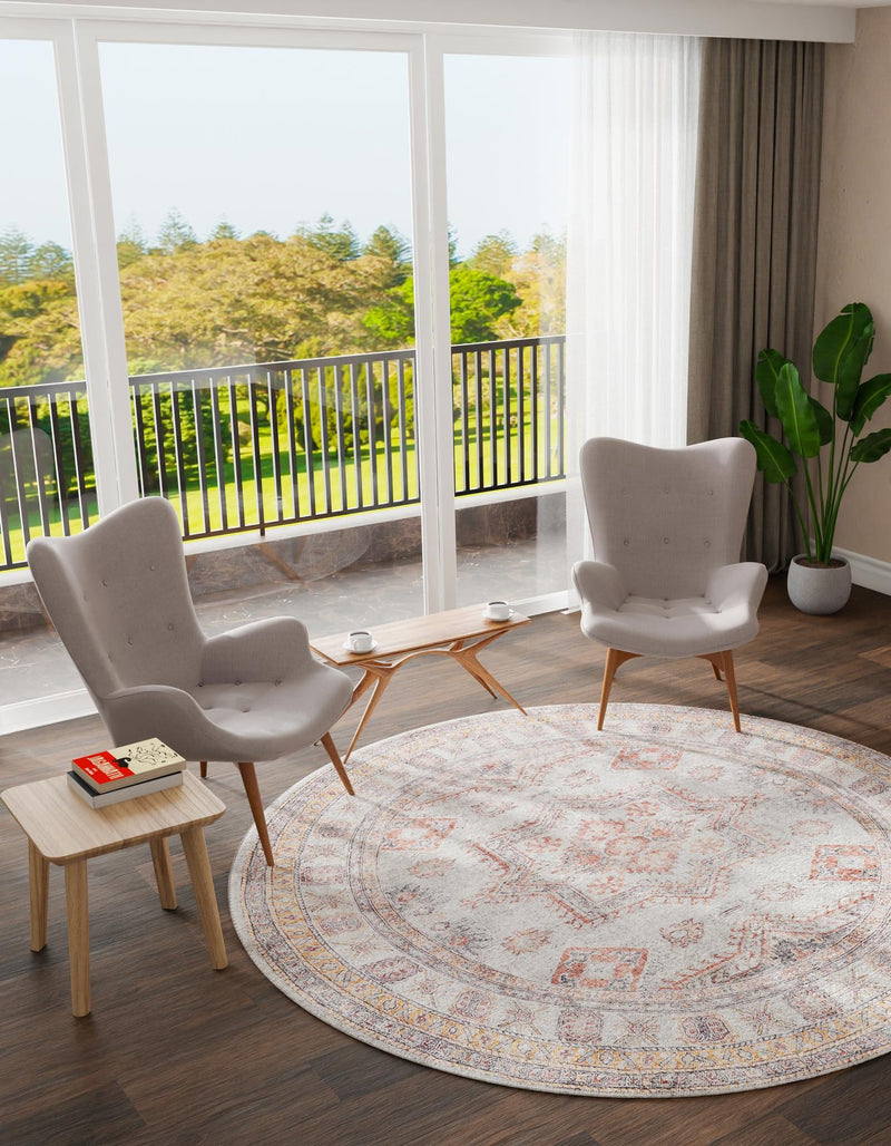 Heritage Elegance Collection Area Rug - Neuschwanstein Round Ivory lifestyle 107