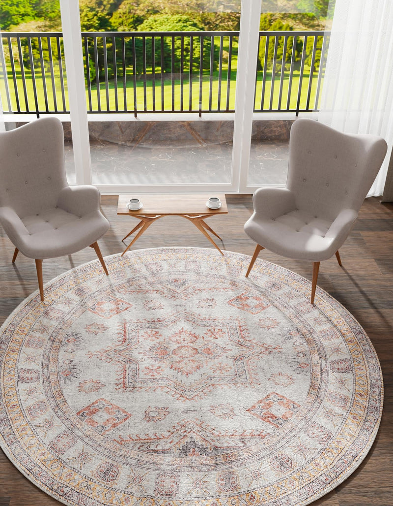 Heritage Elegance Collection Area Rug - Neuschwanstein Round Ivory lifestyle 123