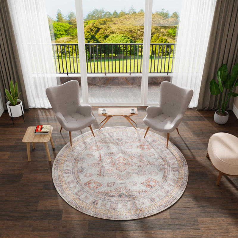 Heritage Elegance Collection Area Rug - Neuschwanstein Round Ivory lifestyle 168