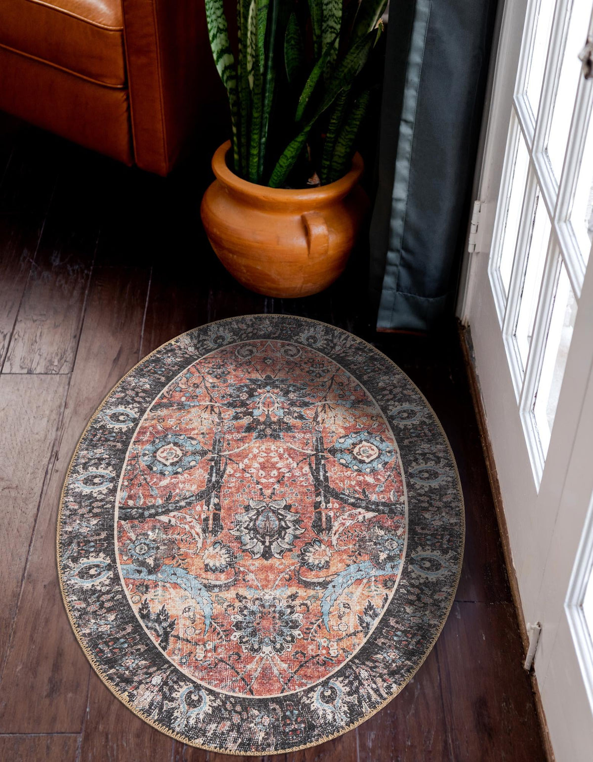 Heritage Elegance Collection Area Rug - Topkapi Oval Vintage Rust Red lifestyle 122