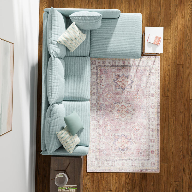 Heritage Elegance Collection Area Rug - Neuschwanstein Rectangle Antique Rose Pink lifestyle 57