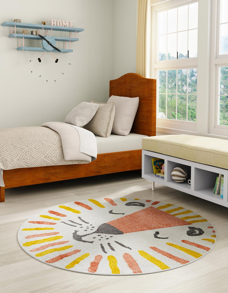 Playful Patterns Collection Area Rug - Mirage Round Ivory lifestyle 3