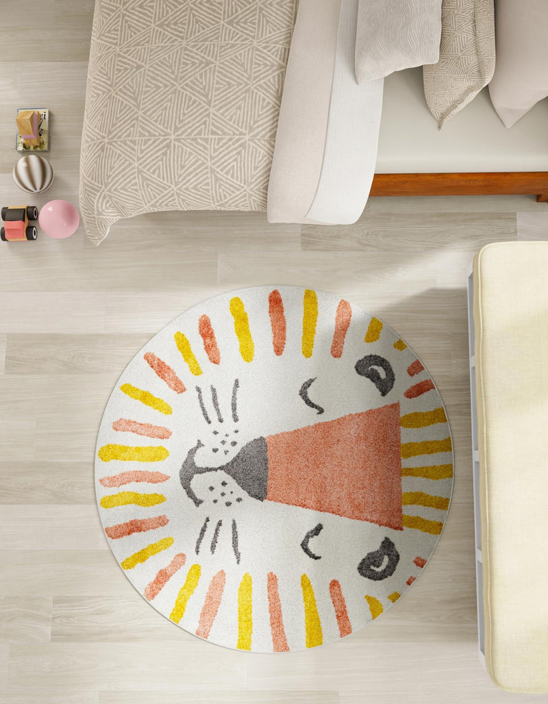 Playful Patterns Collection Area Rug - Mirage Round Ivory lifestyle 7