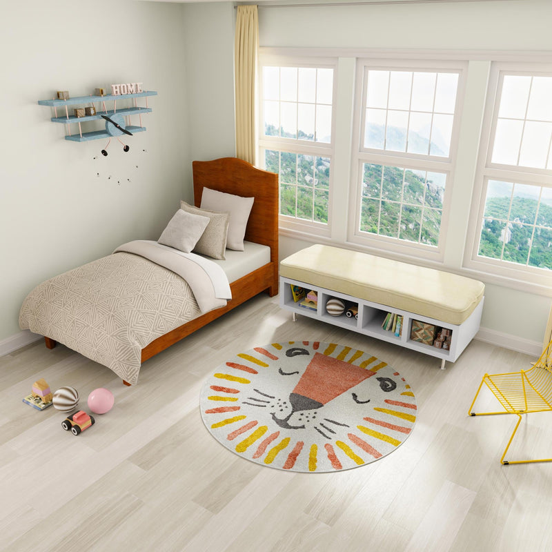 Playful Patterns Collection Area Rug - Mirage Round Ivory lifestyle 8