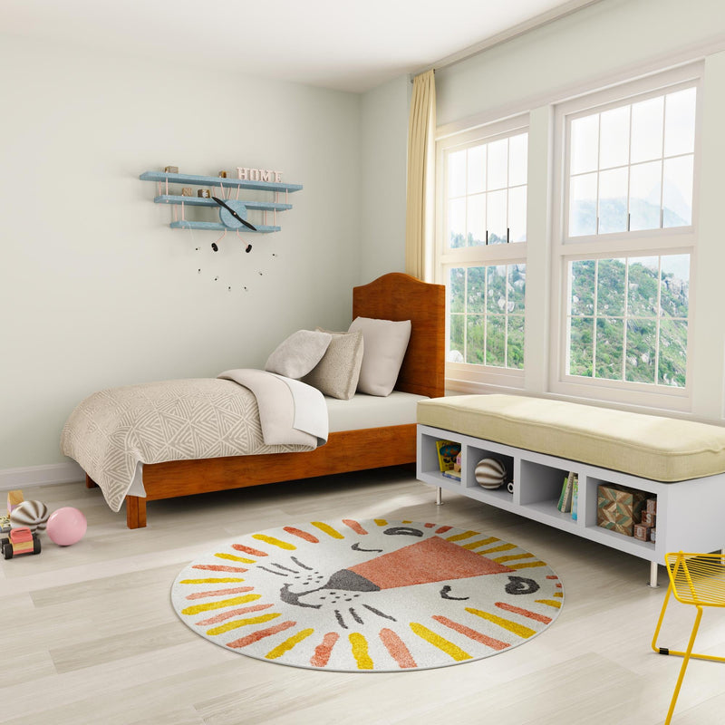 Playful Patterns Collection Area Rug - Mirage Round Ivory lifestyle 9