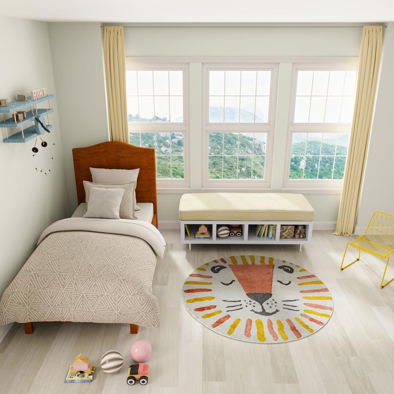 Playful Patterns Collection Area Rug - Mirage Round Ivory lifestyle 10
