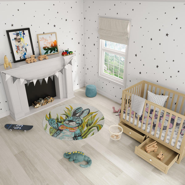 Playful Patterns Collection Area Rug - Ombre Round Ivory lifestyle 16
