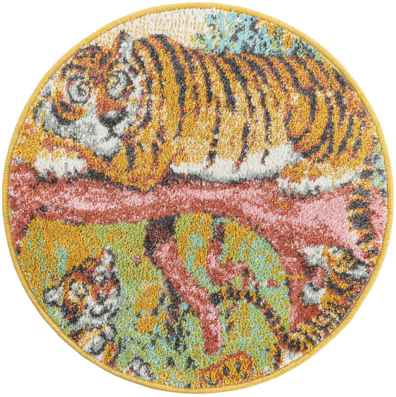 Playful Patterns Collection Area Rug - Groove Round Multi lifestyle 20
