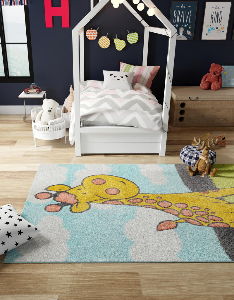 Playful Patterns Collection Area Rug - Frolic Rectangle Blue lifestyle 4