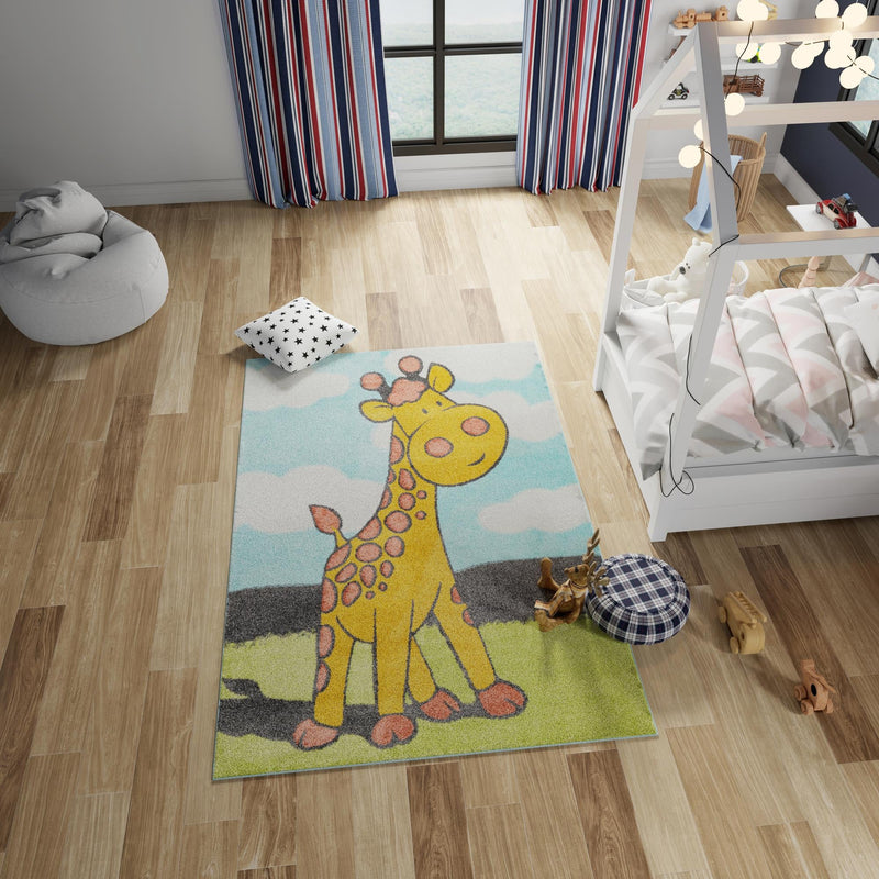 Playful Patterns Collection Area Rug - Frolic Rectangle Blue lifestyle 16